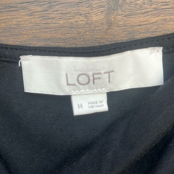 LOFT Long Sleeve‎ Swoop Neck Elegant Black Long Sleeve Dress Womans Size M - Picture 3 of 3